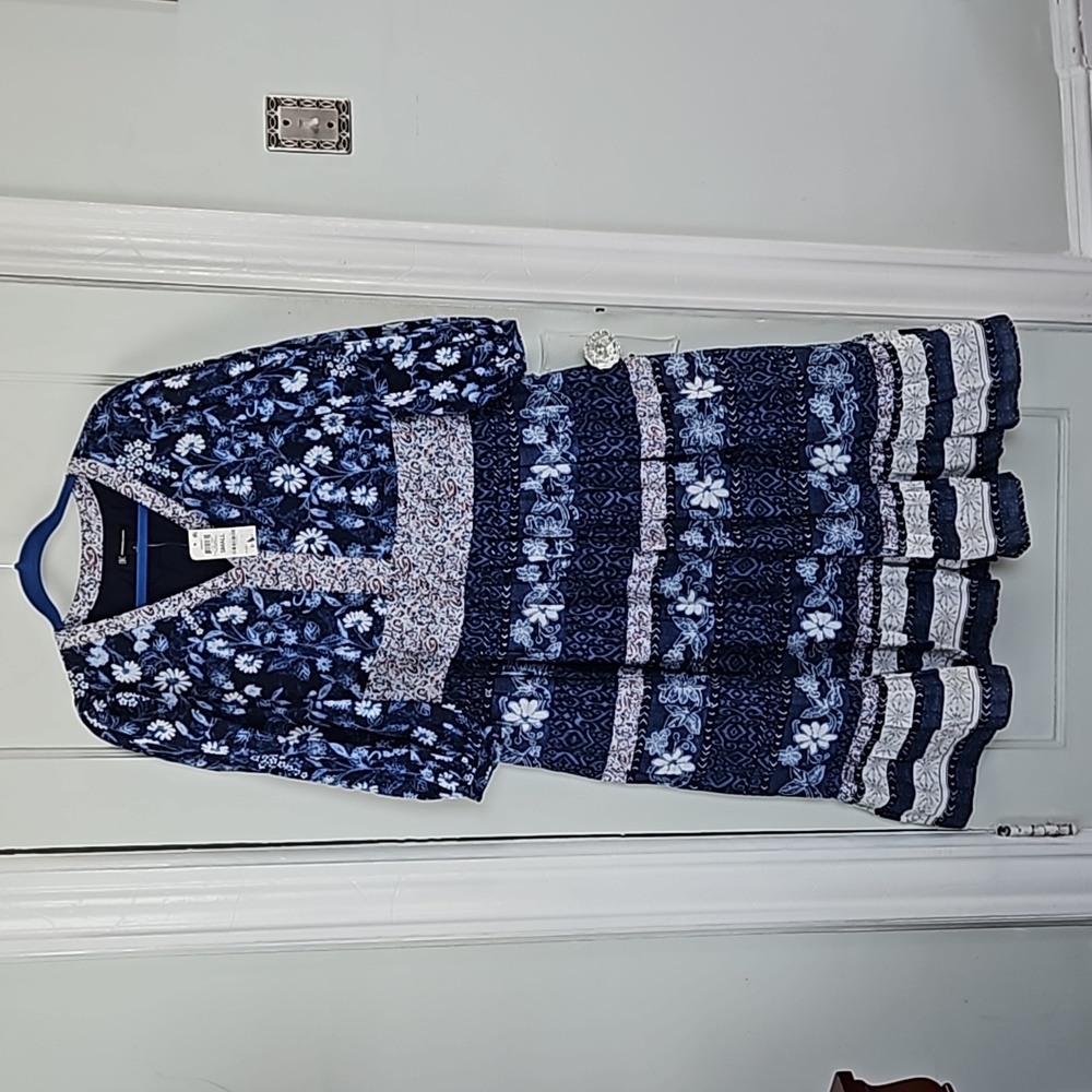 NWT INC BOHO PAYTON PATCH PRAIRIE DRESS- M